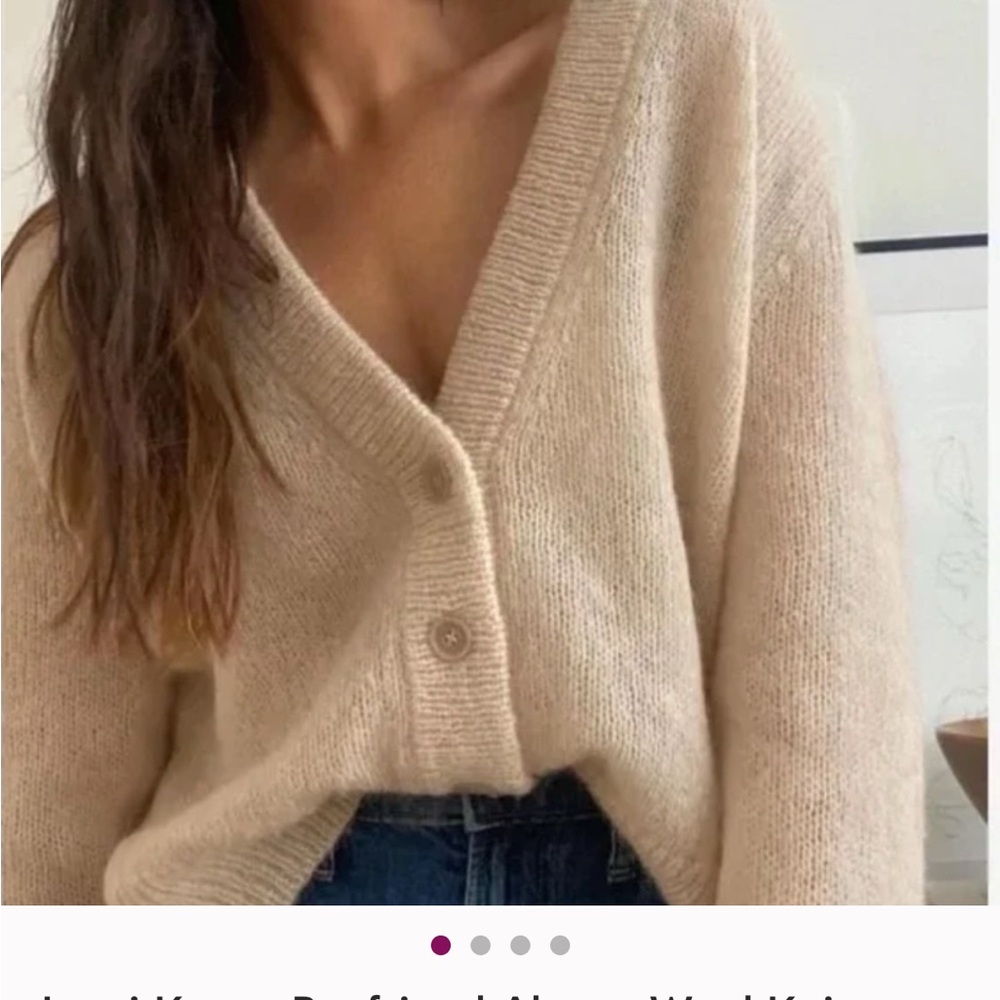 Jenni Kayne Cream V-Neck Sweater Alpaca NWT